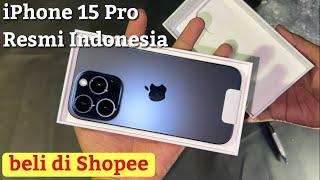 Unboxing iPhone 15 Pro Resmi Indonesia Blue Titanium beli online di Shopee Erafone