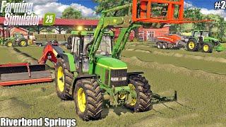 FS25! TEDDING GRASS and BALING SQUAR HAY BALES│RIVERBEND SPRINGS│FS 25│2