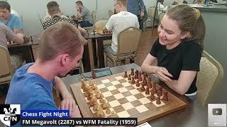 FM Megavolt (2287) vs WFM Fatality (1959). Chess Fight Night. CFN. Blitz