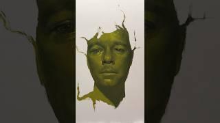 Painting myself in black and yellow #selfportrait #art #oilpainting #portraitpainting
