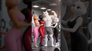 Three skinny cats transform into muscular cats ? #shorts #cat #ai