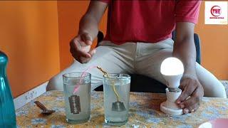 How to Glow Electrical bulb by using salt water// Free  Energy Experiment using  blades//