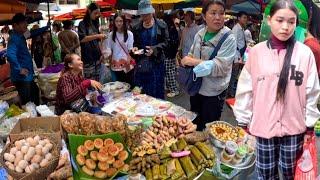 Cambodia 2024 - Walking Tour 4K - Walk Wet Market  - Phnom Penh City, Street Food