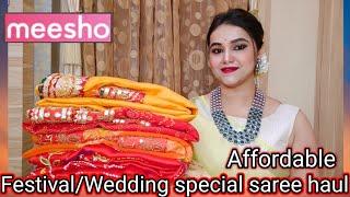 Meesho festival/Wedding special saree haul || Affordable meesho saree haul || Pooja choyal