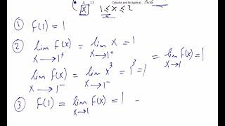 Determine whether each of the following functions is continuous and/or differentiable at x=1. f(x)=…