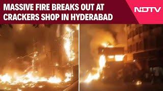 Hyderabad Fire News | Massive Fire At Illegal Crackers Shop At Abids Hanuman Tekdi In Hyderabad