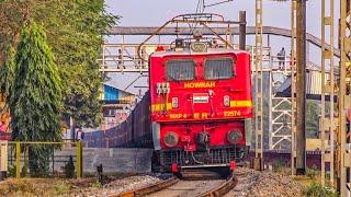 Fresh Painted HWH WAP-4 Houling BCNA Freight Wagon through Shaktigarh Platform Curve