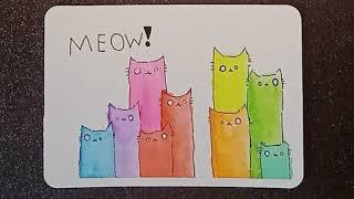 PAINT WITH ME: Colorful Meow Cats | Easy Watercolor Doodles | MeTime by Yaya