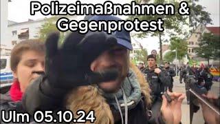 Polizeimaßnahmen & Angriffe der Gegendemonstration - AfD Landesparteitag - Ulm 05.10.24