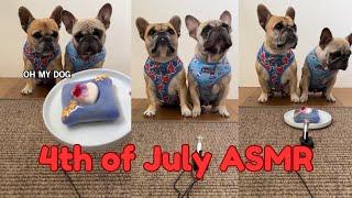 My dogs eat their favorite treat for the 4th of July!! Make sure your sound is up for the ASMR!