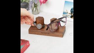 Personalised Walnut Glasses and Watch Stand