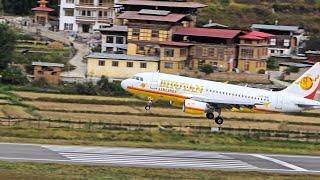 The Best Landing Ever! Bhutan Airlines A319's Stunning Touchdown at Paro Airport Runway 33!!!