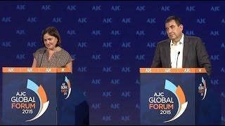 Caroline Glick & Ari Shavit - Peace Process Debate - AJC Global 2015