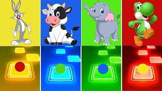 Bugs Bunny vs cow vs elephant vs dragon - Tiles Hop EDM Rush.