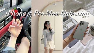 iPhone 15 Pro Max Unboxing with cupcake New Nails drive-through, spring outfit, workout, studying