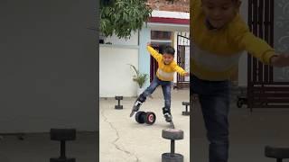 Dumbbell crossing challenge #shorts #advik #skating #viral￼