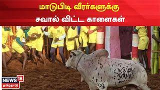 Palamedu Jallikattu 2023 | பாலமேடு ஜல்லிக்கட்டு போட்டி - வீரர்களுக்கு சவால் விட்ட காளைகள்