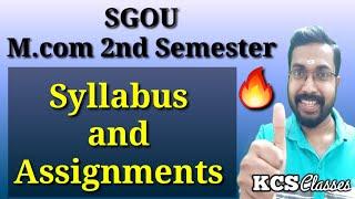 SGOU M.com 2nd Semester Syllabus and Assignments|KCS classes