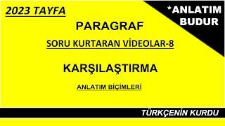 Paragraf | Karşılaştırma | Anlatım Biçimleri | Anlatım Yöntemleri | Düşünceyi Geliştirme Yolları