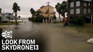 SkyDrone13 flies above Seabrook streets covered by storm surge