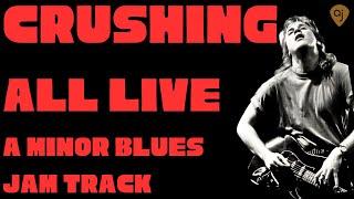 CRUSHING All Live Slow Minor Blues Backing Track | Guitar Jam Track in A Minor