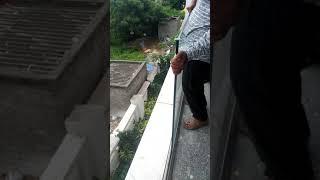 Glass railing fixing.