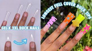 THE LONGEST FULL COVER DUCK TIPS ft. NOVO OVO ! 3XL Duck Tips | Colorful Freestyle Gel-X Duck Nails