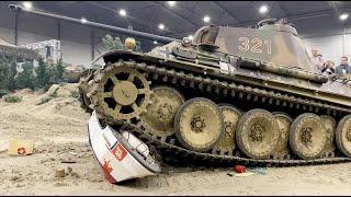 Big Scale RC Tanks crushing boats, cars and more!