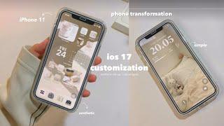 phone transformation ️ || aesthetic ios 17 set-up, phone accessories, simple widgets 