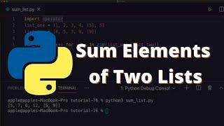 [23] How to Sum Elements of Two Lists in Python | Python for Beginners