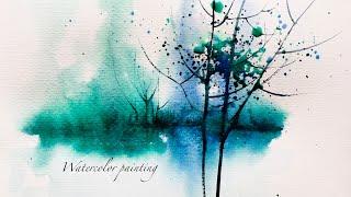 draw a beautiful watercolor painting with a few simple  movements .