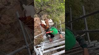 Heart Touching And Horrible Liangshan Cliff Village Way  #mountaineering  #shorts #shortsfeed