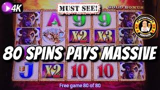 80 Free Spins Pays EPIC JACKPOT on Buffalo Gold