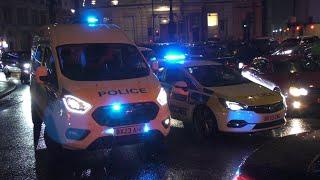 [Big Police Incident near Trafalgar Square] London Metropolitan Police Cars responding