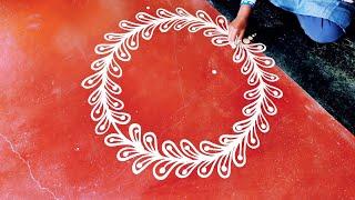 Round Easy Alpona design for Saraswati Puja //Beautiful Simple Rangoli designs//Saheli alpona design