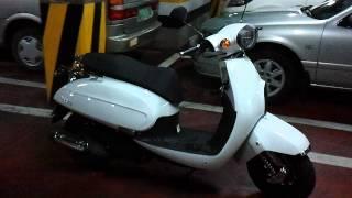 My white Daelim Besbi scooter in detail (Korean Vespa)