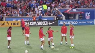 When Alex Morgan's fall makes her teammates laugh during warm up