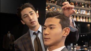 ASMR BARBER- old school & Modern side part haircut tutorial