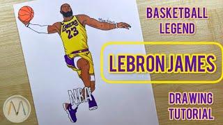 How to draw Lebron James NBA all-time scoring leader/ Drawing basketball player