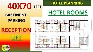 40X70 Feet Hotel Plan II Basement Parking II 8-9 Room Per Floor