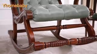 All solid wood rocking chair leather fabric sofa living room single chair