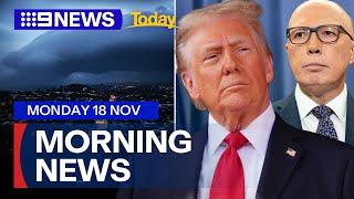 Sydney weather warning; New poll shows voters trust Peter Dutton with Trump | 9 News Australia