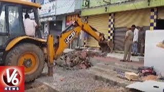 GHMC Officials Hold Footpath Encroachment Demolition Drive In Hyderabad | V6 News