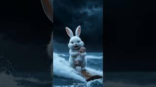The rabbit saved a cute baby from water || #shorts #rabbitrescue #cartoon #animals