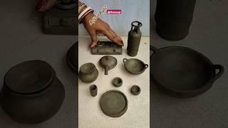 Mini Clay Cooking Pots & Gas Oven Making With Clay #shorts