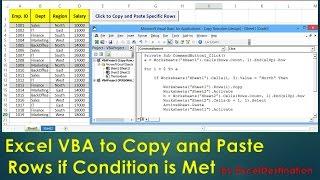 VBA to Copy and Paste Rows if Condition is Met - Excel VBA Example by ExcelDestination