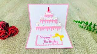 Easy Birthday Card | DIY pop up Cake card | Birthday Cake pop up card tutorial | DG Handmade