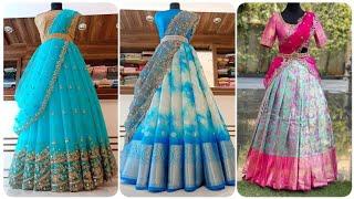 new trending and designer half saree lahanga ideas #latest fashion collection 