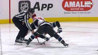 Darren Raddysh scores a goal against the New Jersey Devils