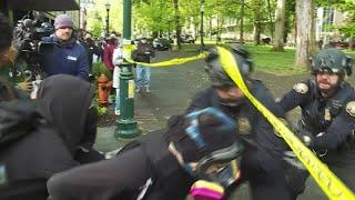 Occupiers flood from Portland State University's library Thursday morning